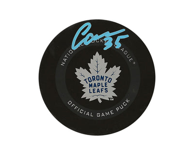 Rondelle de match officielle des Maple Leafs de Toronto autographiée par Ilya Samsonov