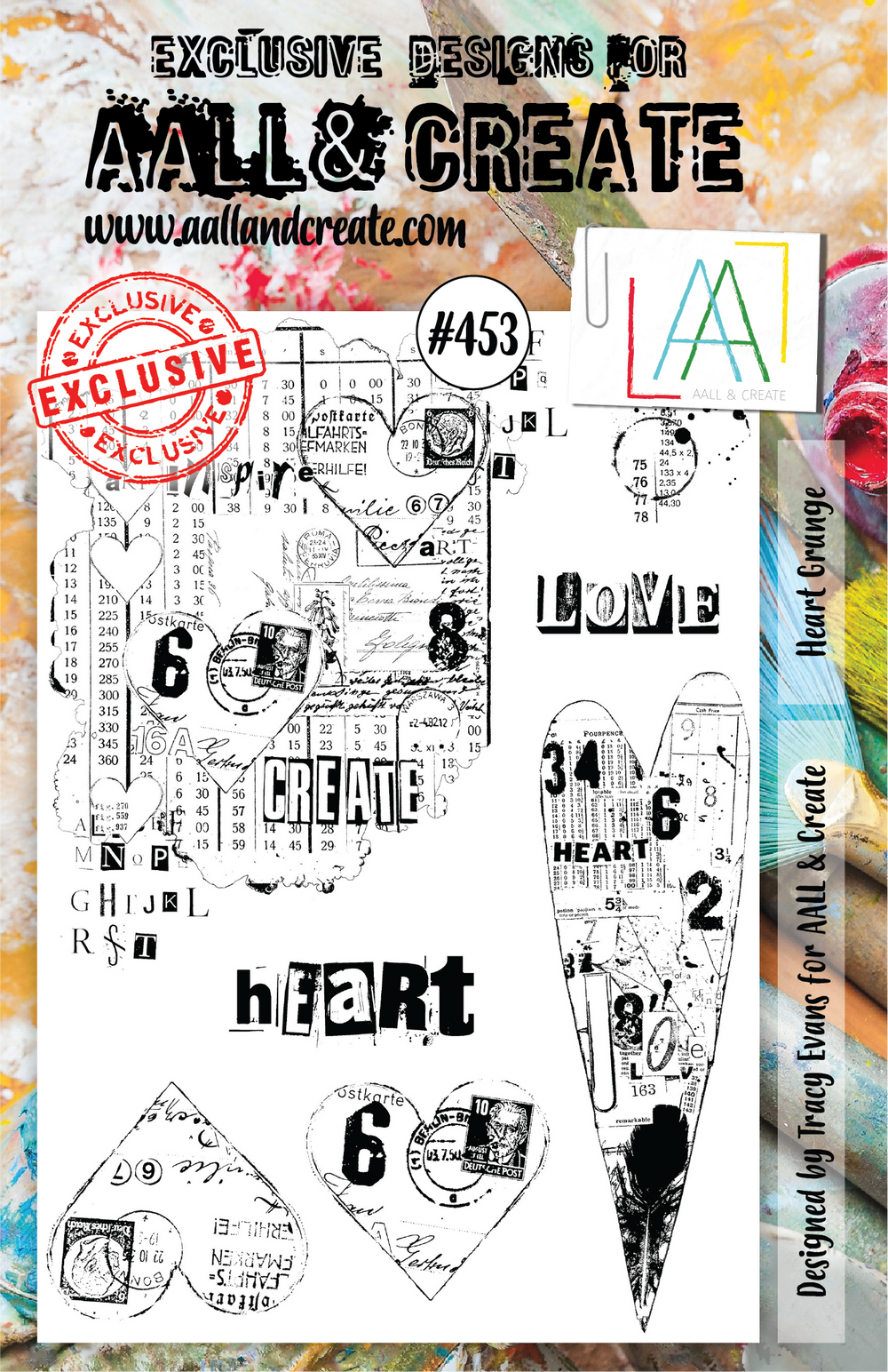 AALL and Create Lot de tampons - 453 - Cœur Grunge
