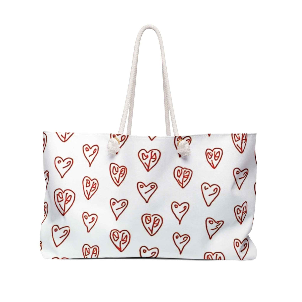 Sac de voyage cœurs rouges dessinés à la main | Fourre-tout motif Saint-Valentin | Grand sac fourre-tout | Sac pour maman occupée | Cadeau pour maman | Sac de plage
