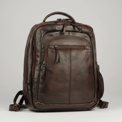 Sac à dos MET en cuir haut de gamme. Modèle urbain à double compartiment.