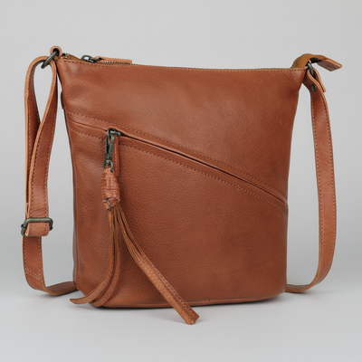 Sac bandoulière MET en cuir véritable. Organisateur urbain épuré