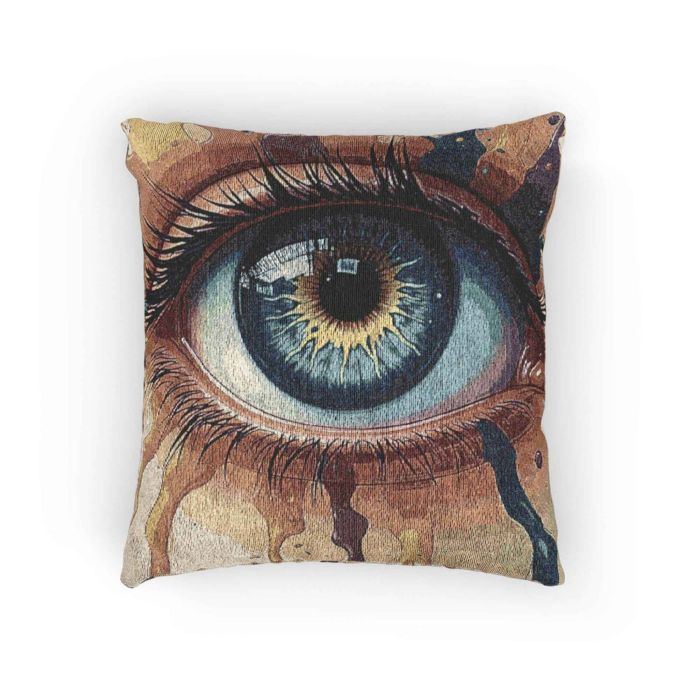 Blue Eye Artwork Woven Pillow | Surreal Eye Tapestry Throw Pillow