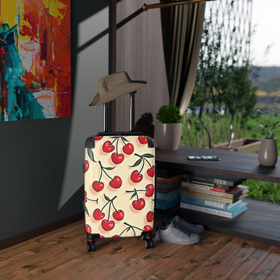 Cherry Print Suitcase — Retro Red Cherries Carry-On Luggage Cover