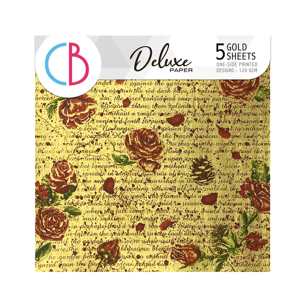 Roses Givrés Papier de Luxe Or 15x15cm 5/Paq