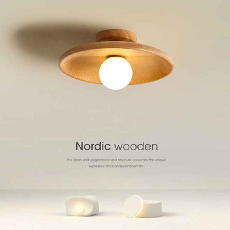 Plafonnier en bois massif, design moderne et minimaliste