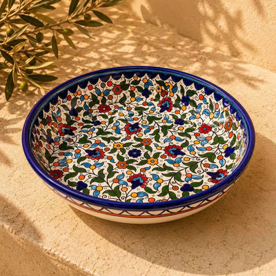 Palestinian Floral Ceramic Maqluba Bowl – Serving & Mixing Bowl