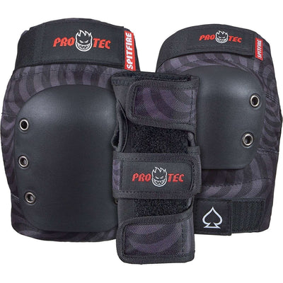 Pro-Tec x Spitfire 'Street Swirl' Équipement de Protection - Noir (Ensemble de 3) (ENFANTS)