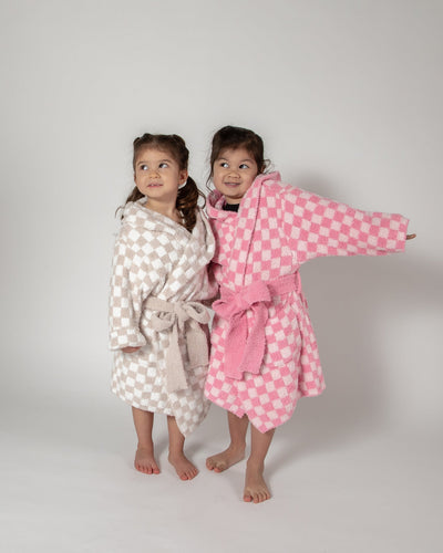Childrens Check Print Hooded Robe