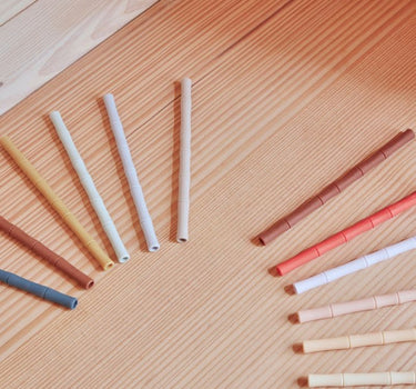 Bamboo Silicone Straw - Pack of 6 - Warm colors
