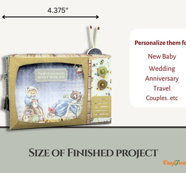 CrafTreat Scrapbook Blank Precut Album Base - TV Pop Up Mini Album - White