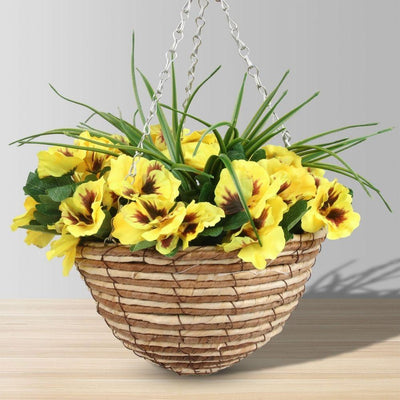Arrangement floral artificiel Grace en panier suspendu