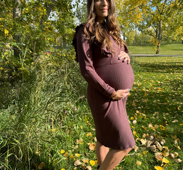 Chocolate Brown Ruffle Maternity Dress