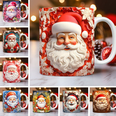 Creative 3D Christmas Ceramic Mug – Santa Claus Design