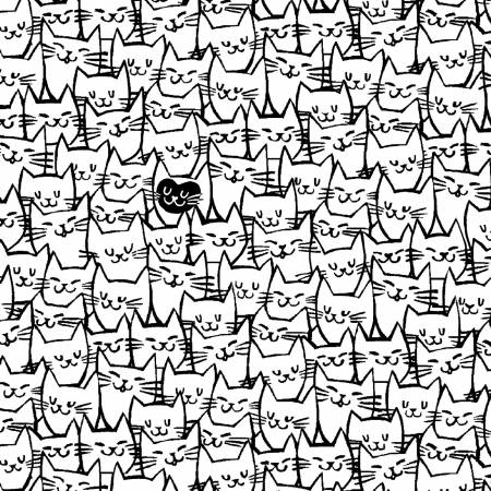White Packed Cats 108in Quilt Back