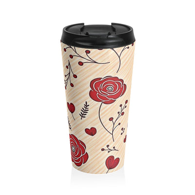 Mug de voyage floral Rose Rouge | Gobelet isotherme en acier inoxydable