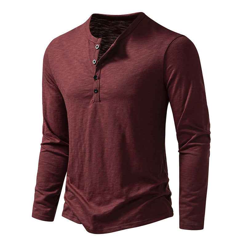 Chandail boutonné à manches longues pour hommes, décontracté et tendance, couleur unie, pour l'automne et le printemps