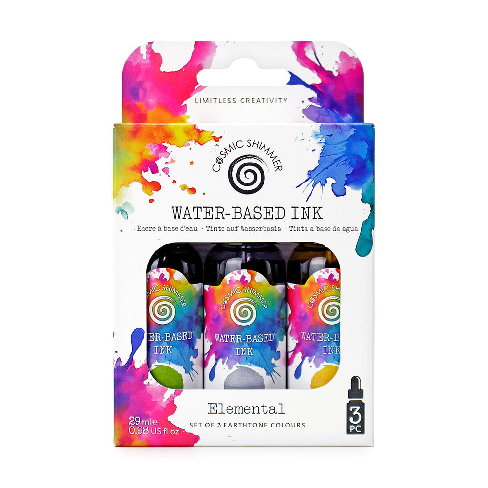Cosmic Shimmer Elemental Water-Based Inks, Set of 3 Earthtone Colours — Ecstasy Crafts