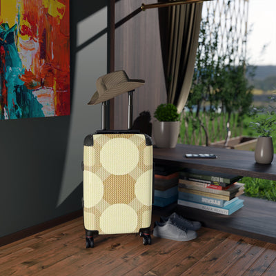 Retro Beige Circle Pattern Suitcase – Vintage Geometric Carry-On Luggage
