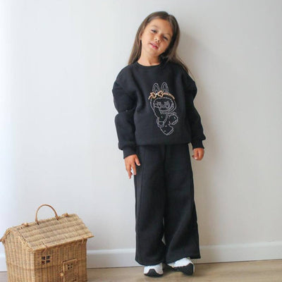 Ensemble décontracté La-Bu-Bu pour filles orné de strass
