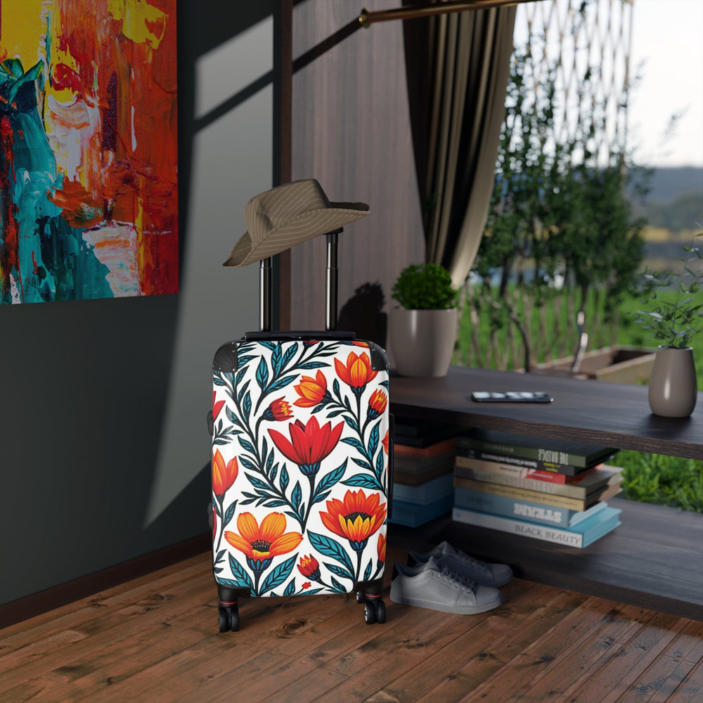 Valise de voyage florale – Bagage cabine à imprimé tulipes audacieux rouge et orange