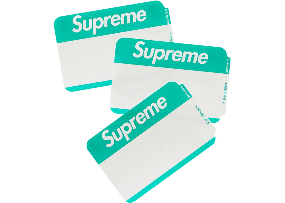 Supreme x C-Line Name Badge Stickers - Green (Pack Of 100)