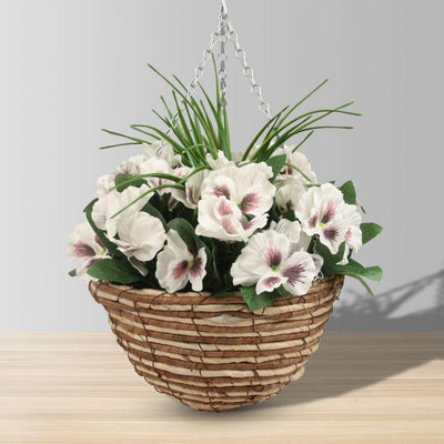 Composition Florale Artificielle Camila en Panière Suspendue