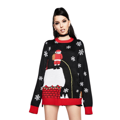 Pull de Noël amusant motif « Toit qui fuit »