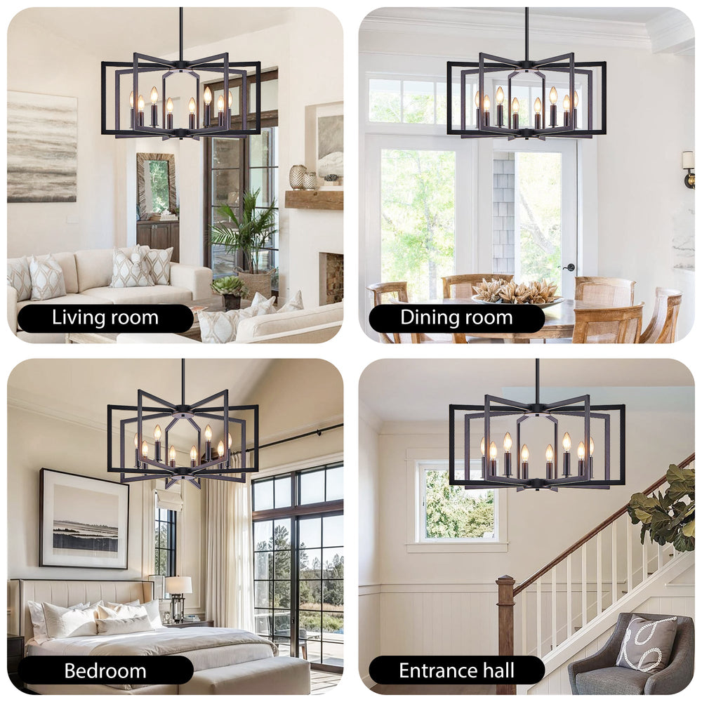 27-Inch Black Geometric 8-Light Chandelier (United States Delivery Only)