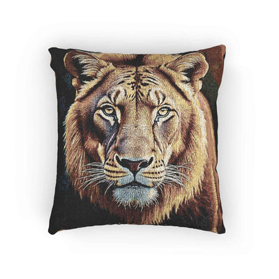 Lion Portrait Woven Pillow | Lion Face Throw Pillow, Wildlife Home Decor