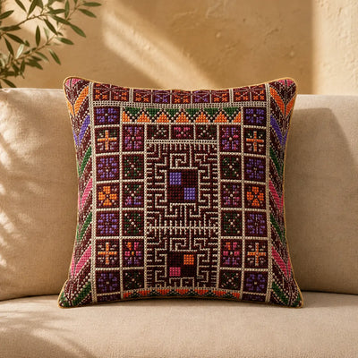 Ensemble de 2 housses de coussin – Tatreez palestinien – 18×18 po – Sitty