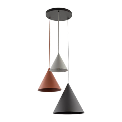 CONO Mix Suspension 3 lumières en acier coloré pour îlot de cuisine et table de dîner