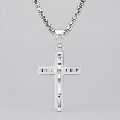 Pendentif double croix en acier inoxydable pour hommes