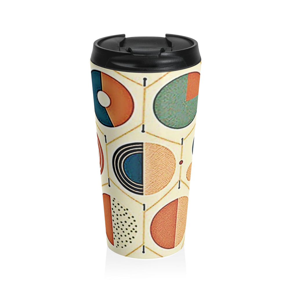 Tasse de voyage à motif géométrique Mid-Century | Design à cercles rétro