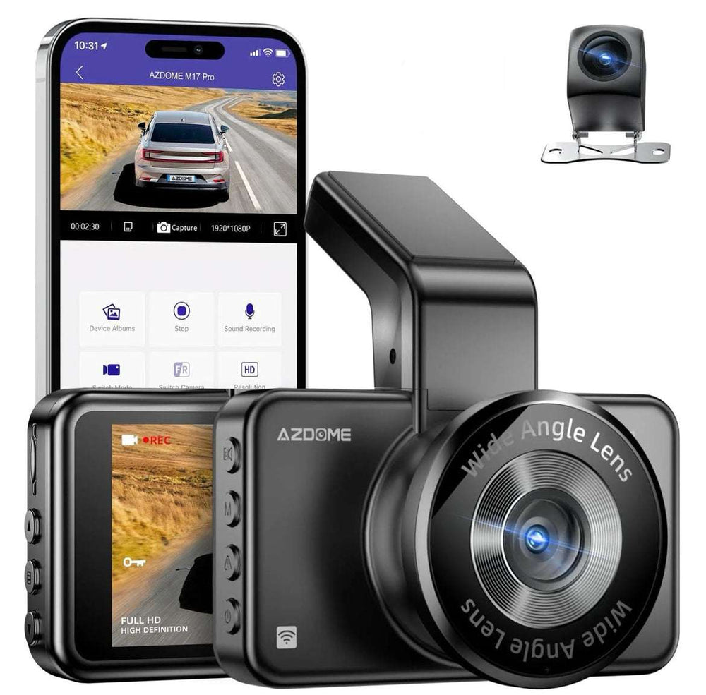 AZDOME M17 Pro dual dash cam Time Lapse Front and Rear 1080p Dual Lens Car Dashboard Camera App Control Car Camera