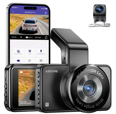 AZDOME M17 Pro Caméra de tableau de bord double objectif avant et arrière 1080p avec mode accéléré et contrôle par application