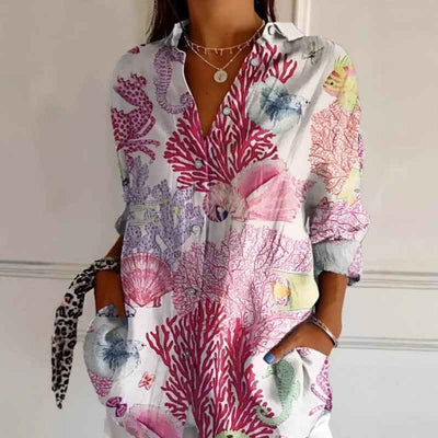 Chemise boutonnée à manches longues et imprimé floral pour femme – Haut cardigan imprimé décontracté | Tailles XS–5XL