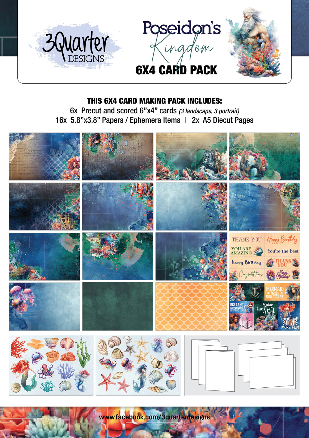 3Quarter Designs Royaume de Poséidon Pack de Cartes 6x4