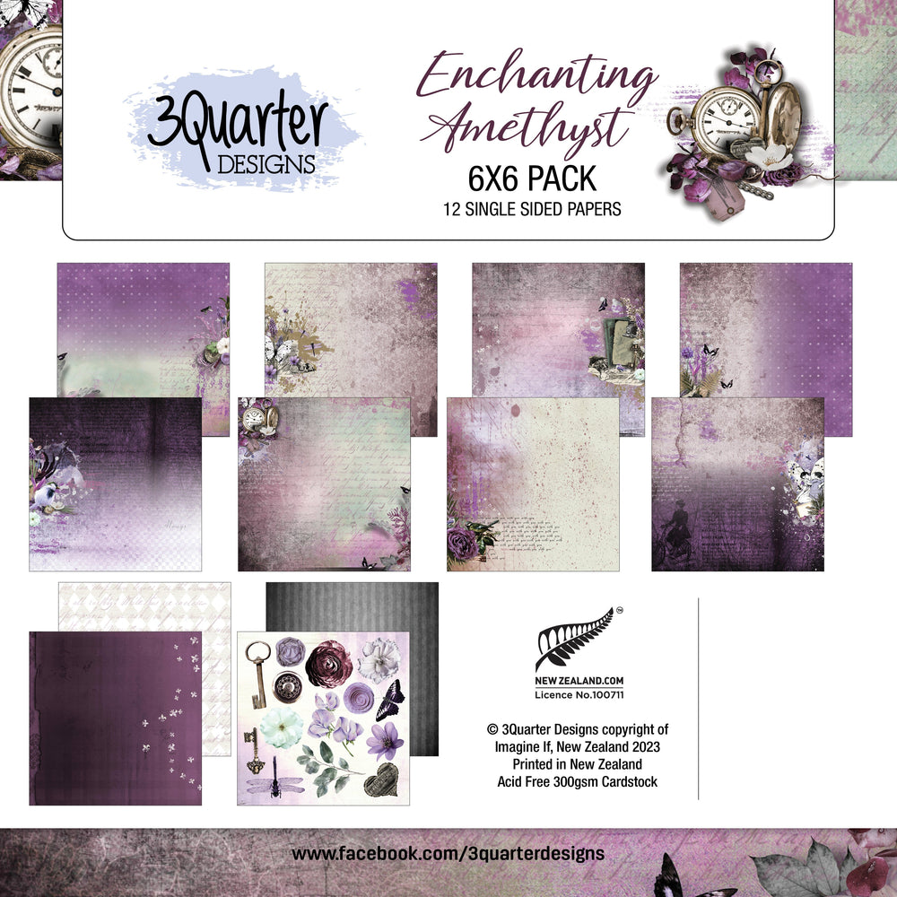 3Quarter Designs - Améthyste Enchantée - Bloc de papier 6 x 6