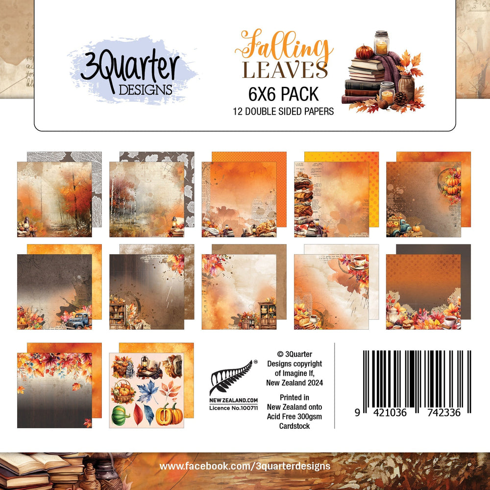 Bloc de papier 6x6 Feuilles d'automne 3Quarter Designs