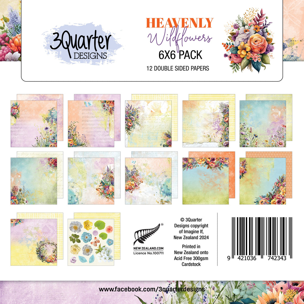 Bloc de papier Heavenly Wildflowers 6x6 3Quarter Designs