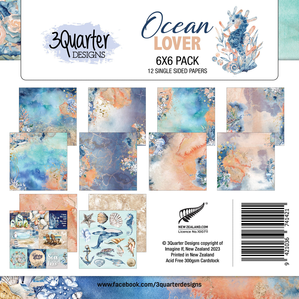 3Quarter Designs - Amoureux de l'Océan - Bloc de papier 6 x 6