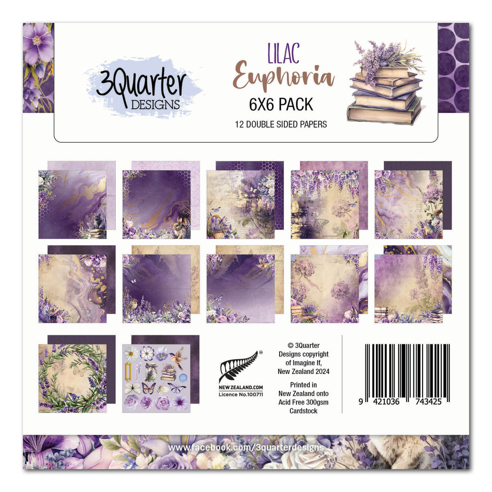 3Quarter Designs Bloc de Papiers Lilac Euphoria 6x6