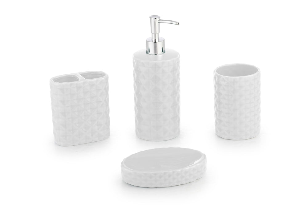 ITY 4 Piece Ceramic Diamond Pattern Bathroom Set - 70081SET