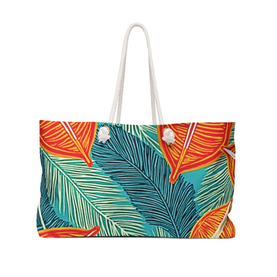 Tropical Palm Leaves Weekender Bag | Beach Tote, Travel Carryall, Large Tote Bag