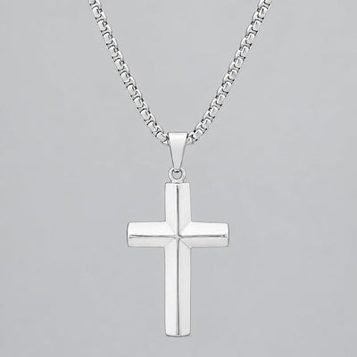 Collier pendentif croix à lame de couteau en acier inoxydable pour hommes. Bijoux de motard polis