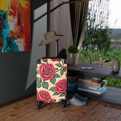 Valise à Motifs de Roses – Bagage de Cabine de Voyage Roses Rouges Vintage