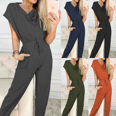 Combinaison sans manches à lacets, coupe droite, contrôle à la taille