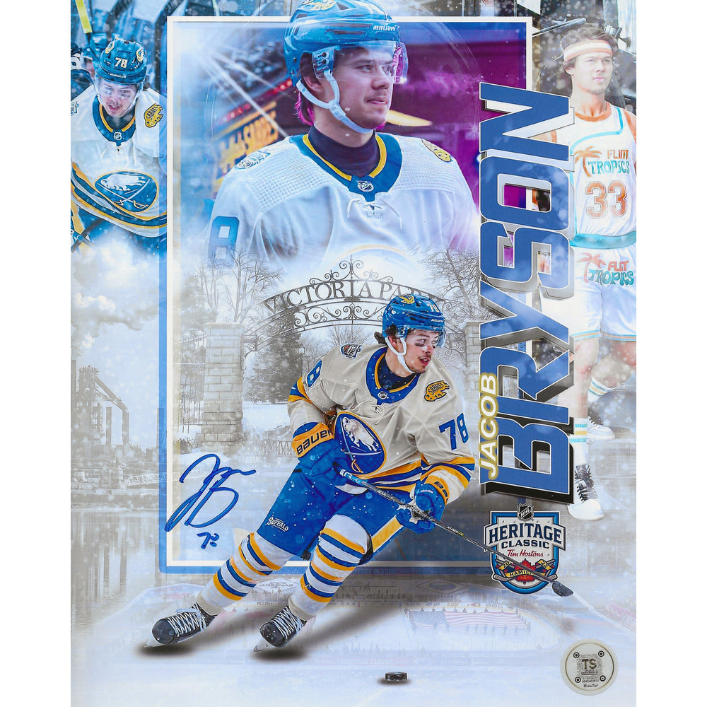 Photo 8x10 de Jacob Bryson autographiée – Œuvre d'art du Classique Héritage 2022 des Sabres de Buffalo