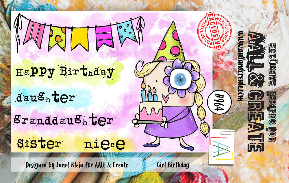 AALL and Create #964 - Kit de tampons A7 - Anniversaire Fille