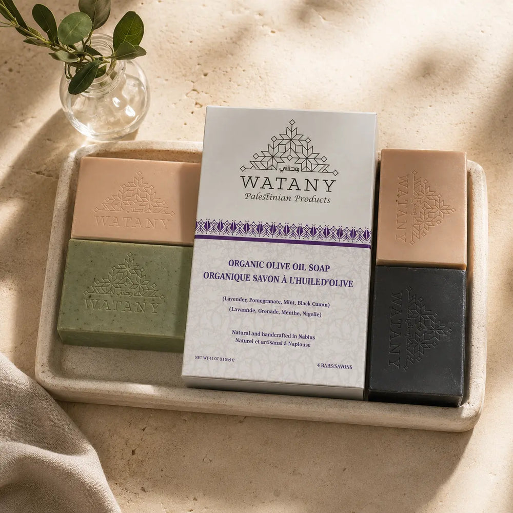 Palestinian Nabulsi Olive Oil Soap – Handmade Herbal Set of 4 Soap Bars